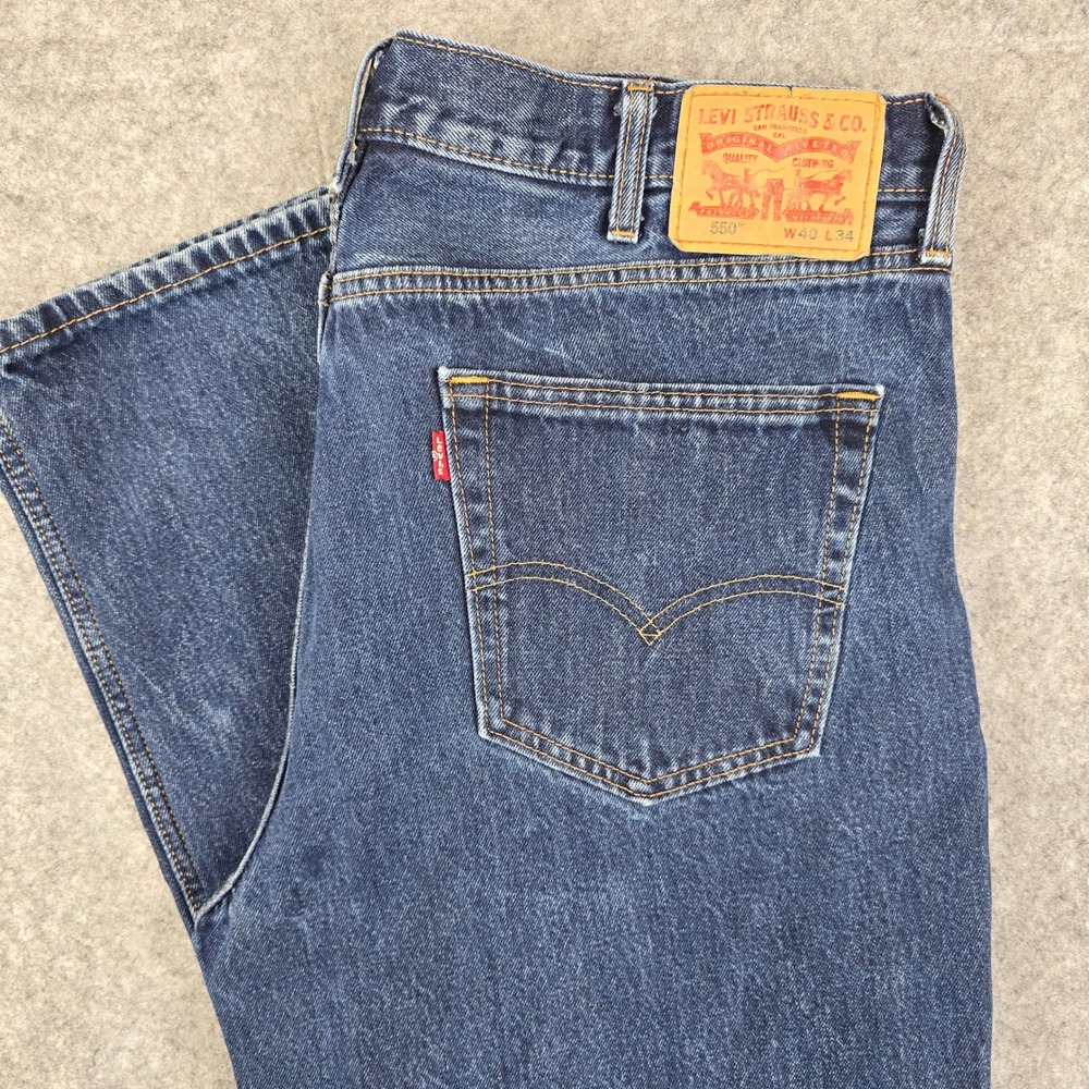 Levis‎ 550 Relaxed Fit Mens Jeans 40x34 Dark Wash Blue Denim Nice!